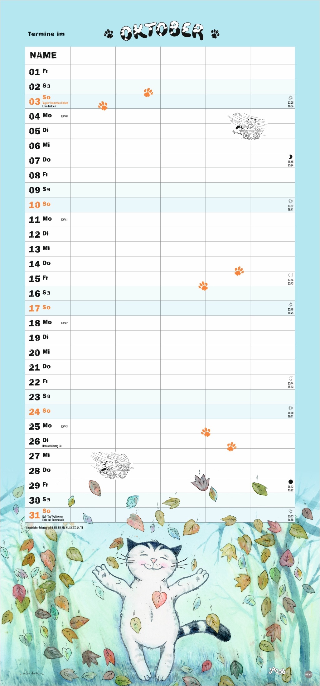 Kalender Kater Jacob Familienplaner 2027
