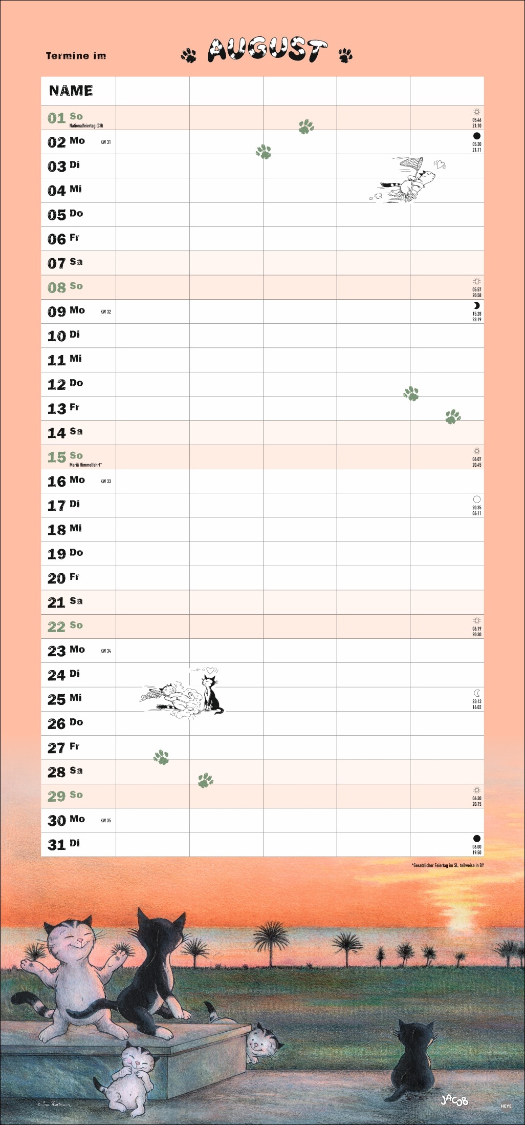Kalender Kater Jacob Familienplaner 2027