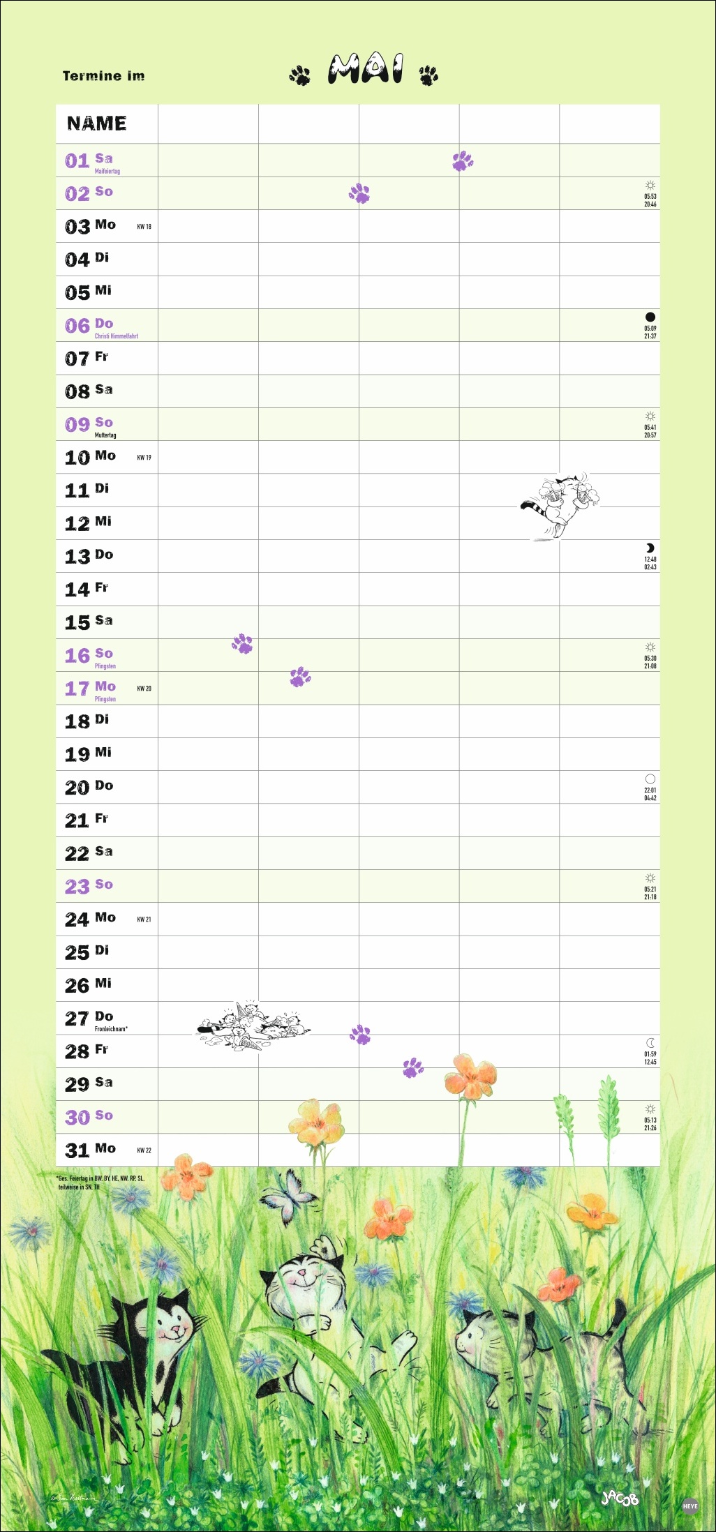 Kalender Kater Jacob Familienplaner 2027
