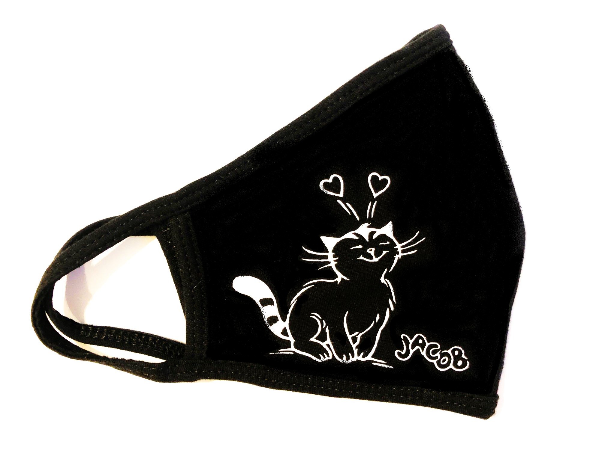 Stoffmaske schwarz Herzchen