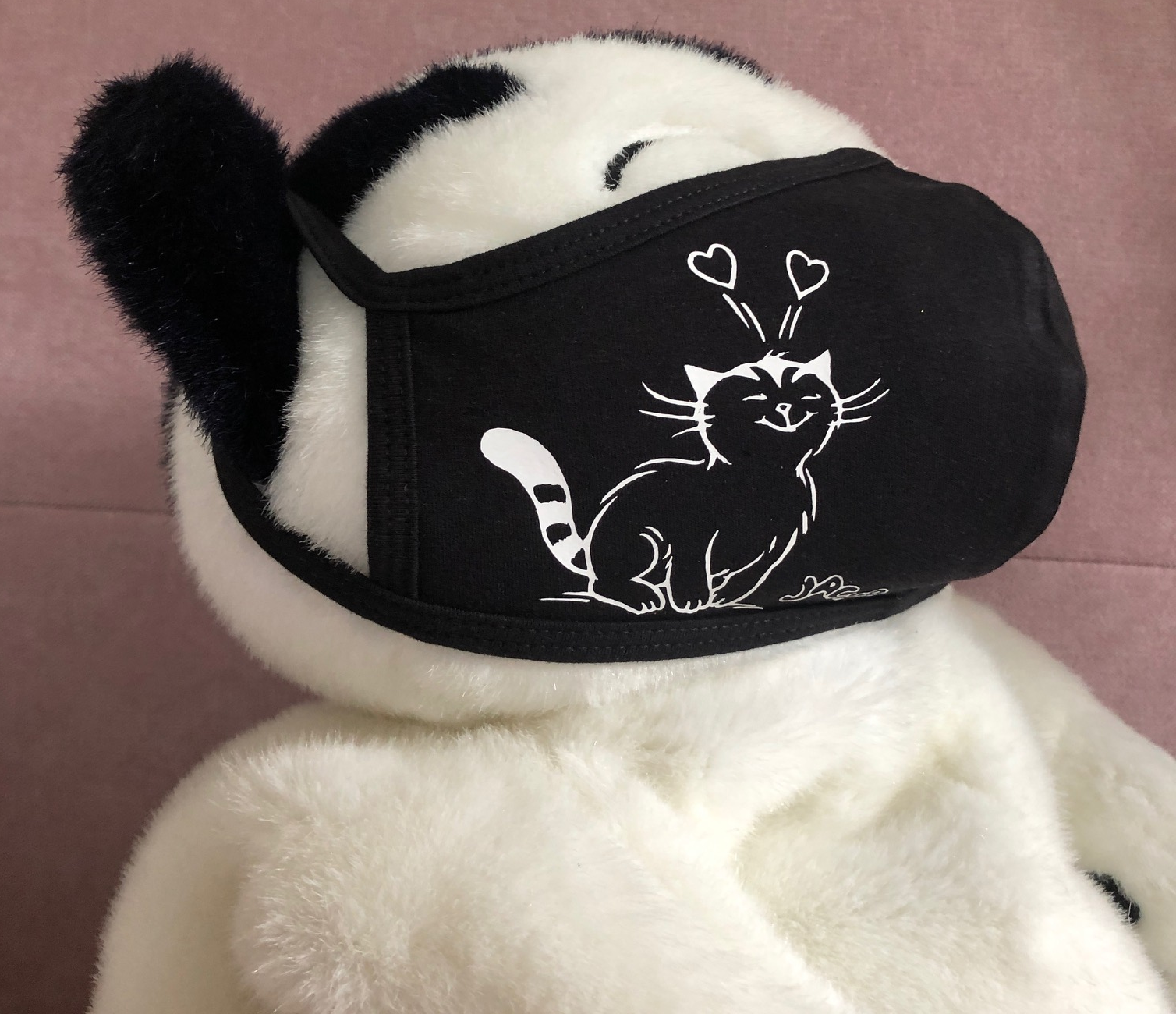 Stoffmaske schwarz Herzchen