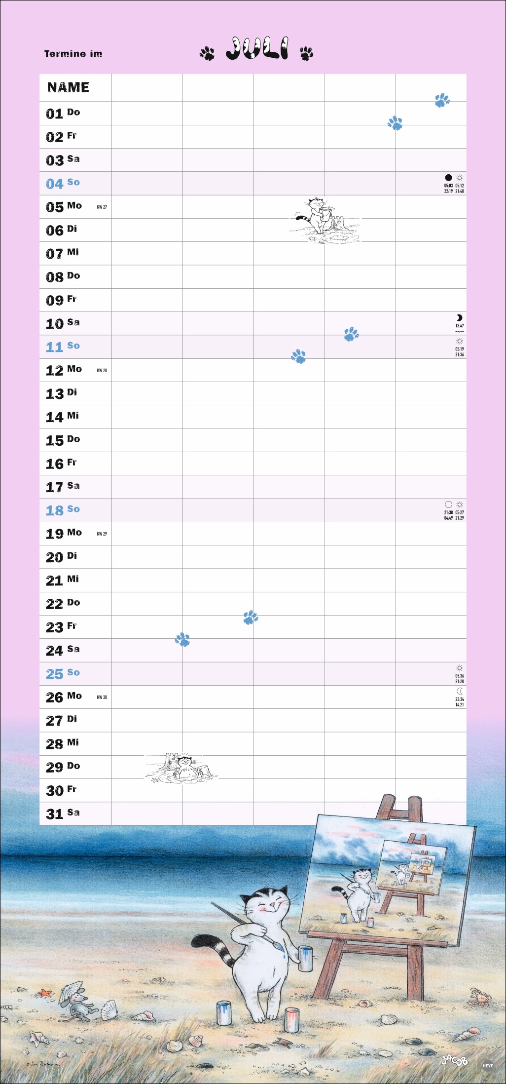 Kalender Kater Jacob Familienplaner 2027
